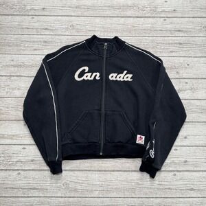 Y2K Roots Team Canada Jacket Women's Small Black Salt Lake City Olympics Canada